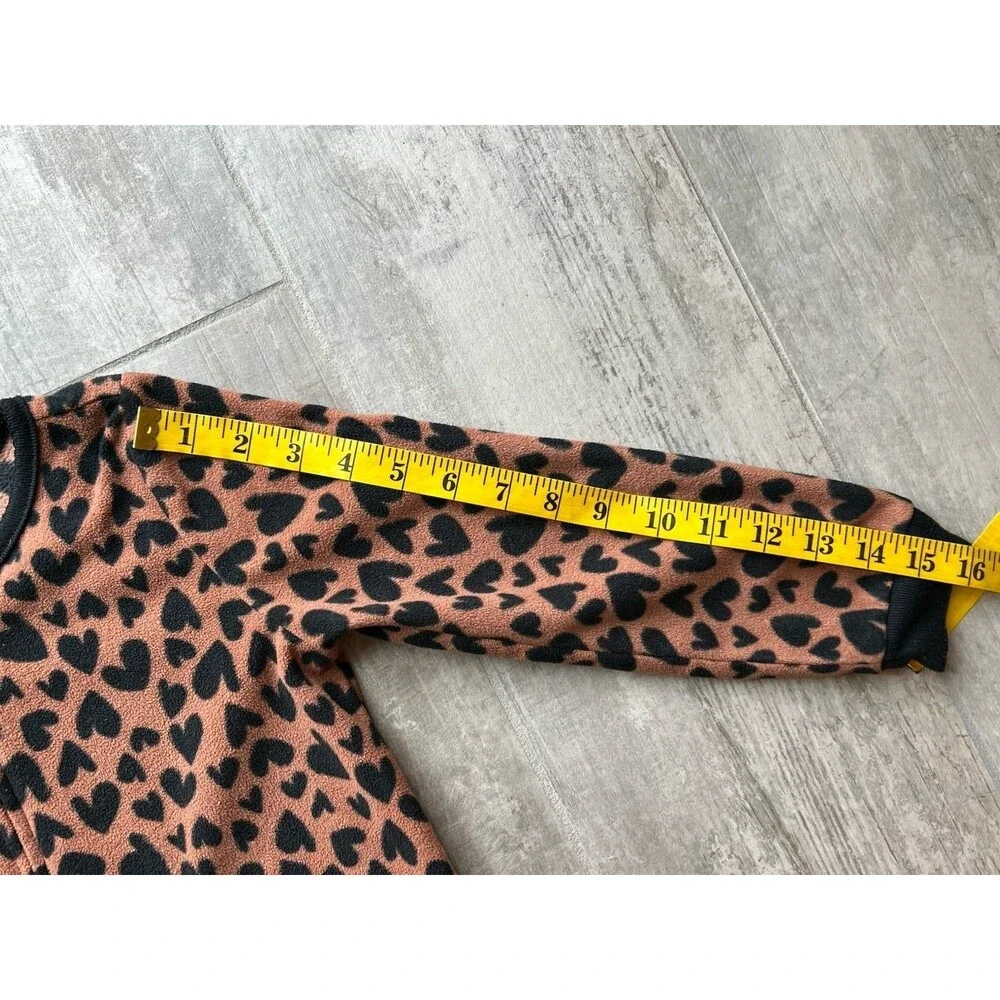 Girls Fleece Leopard Hearts PJs Pajama One Piece Footed Sleeper Zip Cozy 6